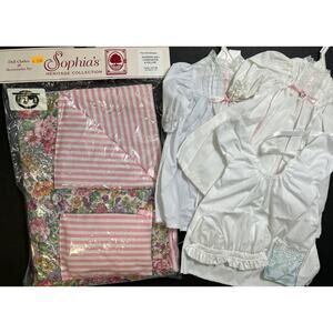 Doll Clothes Lot 3 Nightgowns Bonnet Sleeping Bag & Pillow New For 16-18 “ Dolls